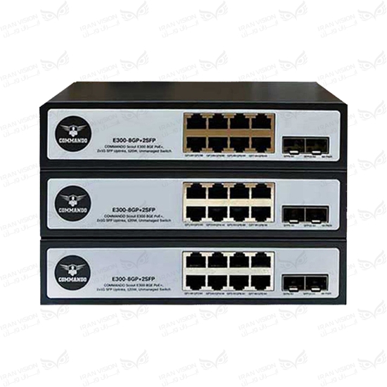 تصویر سوئیچ کماندو 8 پورت1000 فلزی SCOUT E300(POE x8)(SFPx2)