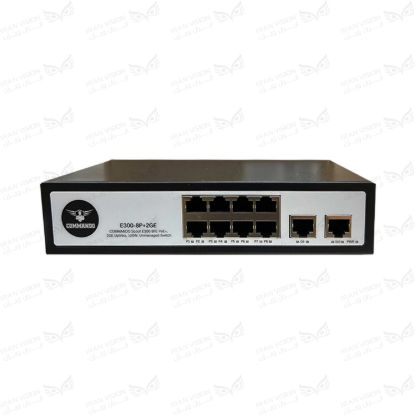 تصویر سوئیچ کماندو 10 پورت100 فلزی رک مونتE300-8P+2GE(POE x8)(UPx2)