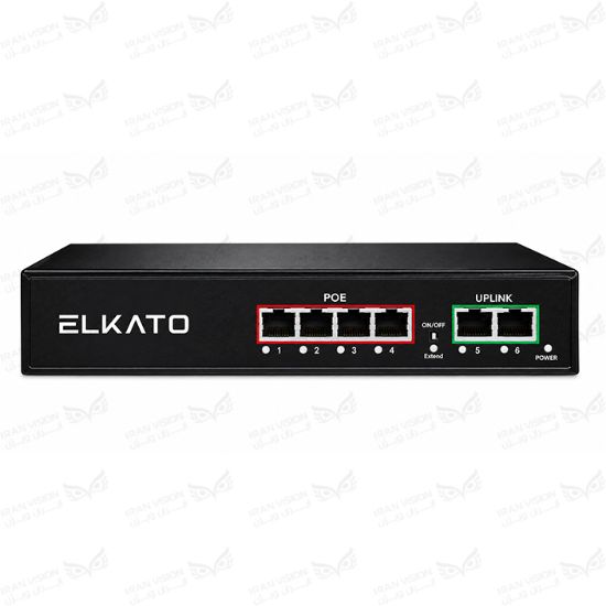 تصویر سوئیچ الکاتو 6 پورت100 فلزی رک مونتEL-1SB0420BP-65W(POE x4)(UPx2)